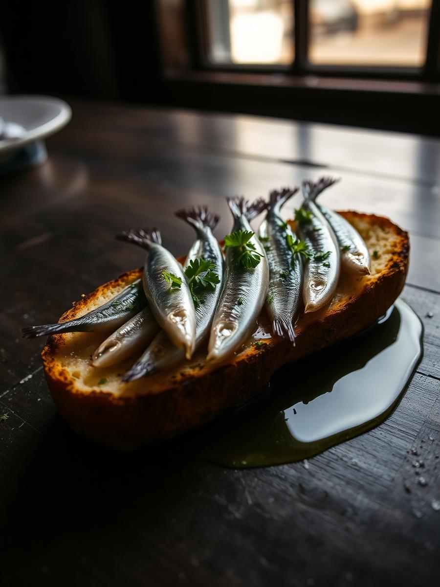Marinated anchovies, sourdough toast