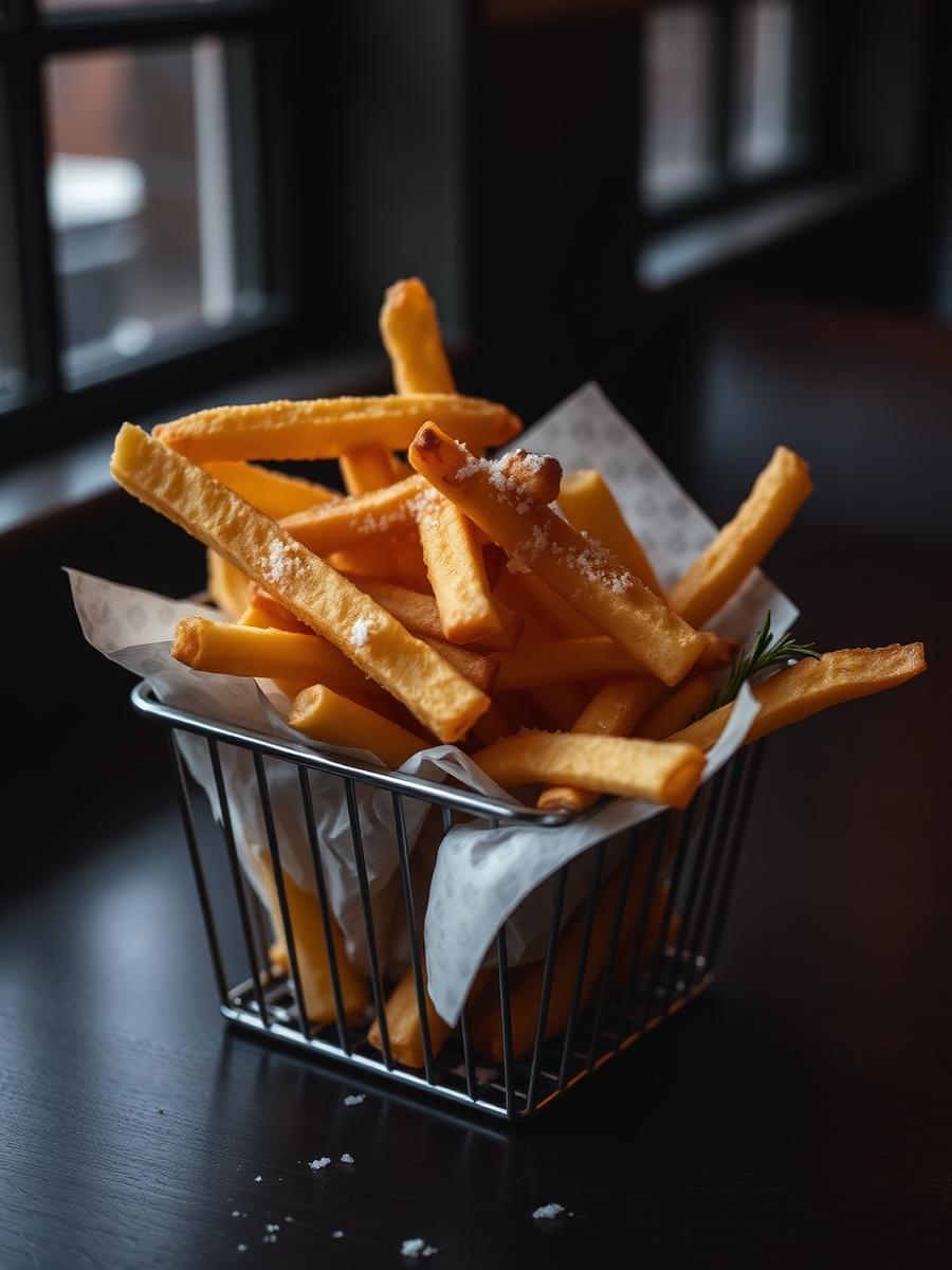 Triple-cooked chips, rosemary salt