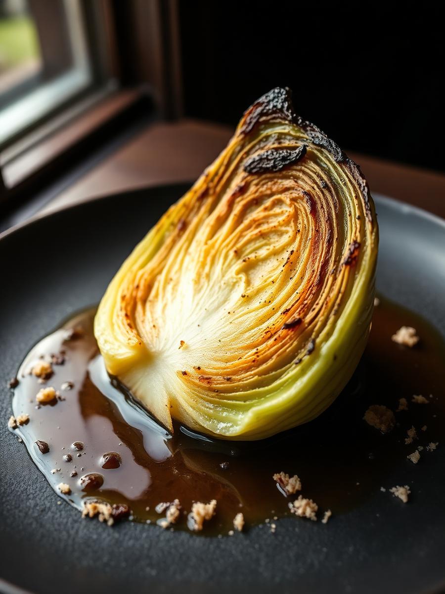 Charred Hispi cabbage, anchovy butter