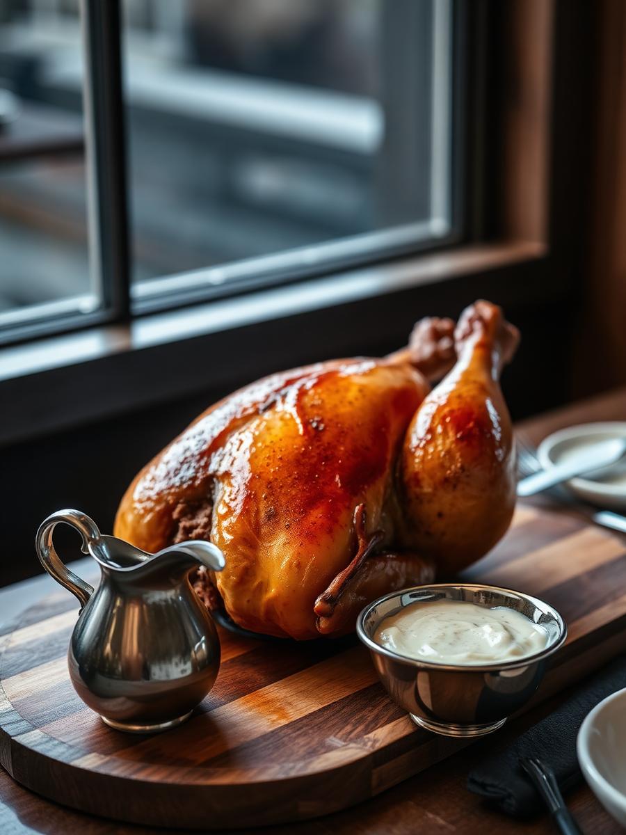 Roast chicken for two, bread sauce, gravy